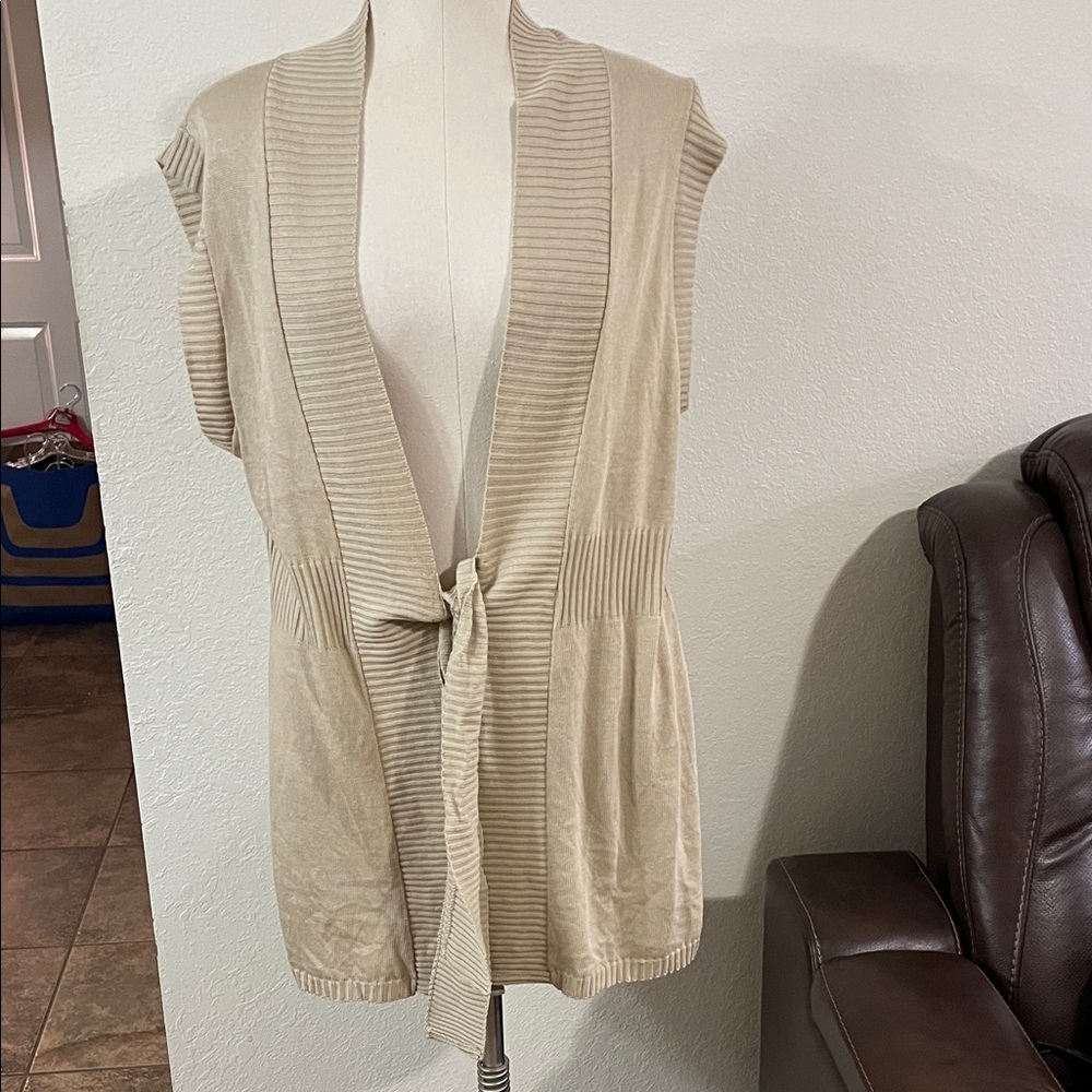 Lane Bryant Beige Sleeveless Cardigan